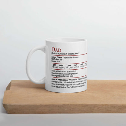 DnD Dad Stat Block Mug – Funny Dungeons & Dragons Coffee Mug for Dad Mug