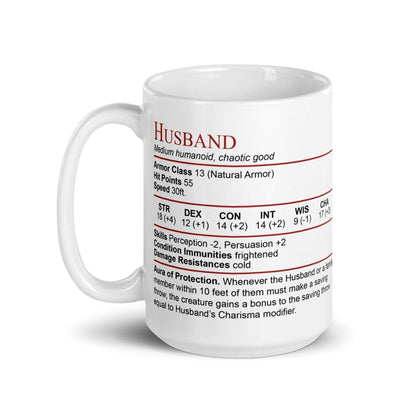 DnD Husband Stat Block Mug – Funny Dungeons & Dragons Gift for Husband Mug
