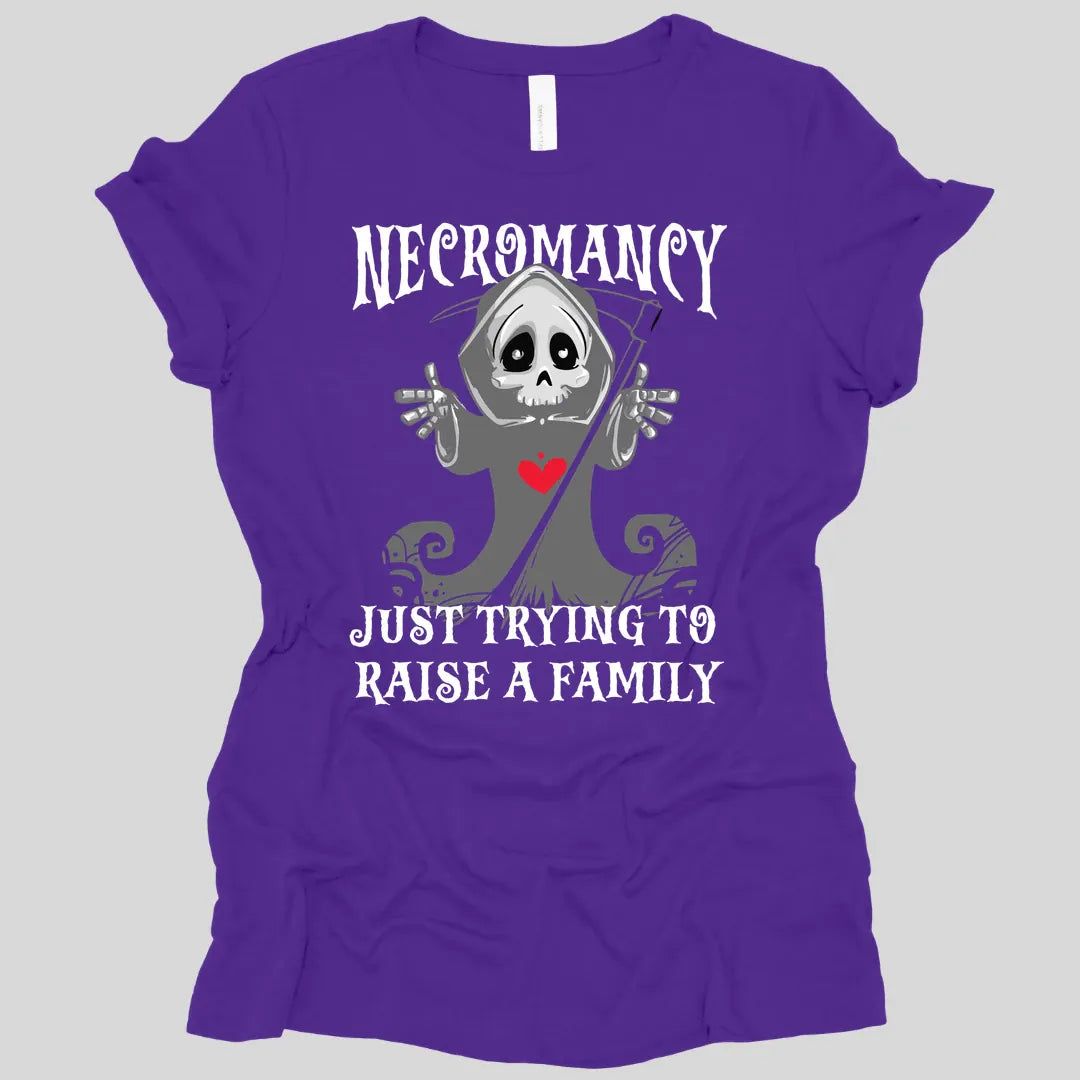 Printify T-Shirt Team Purple / S Necromancy Women's T-shirt - Trying To Raise A Family