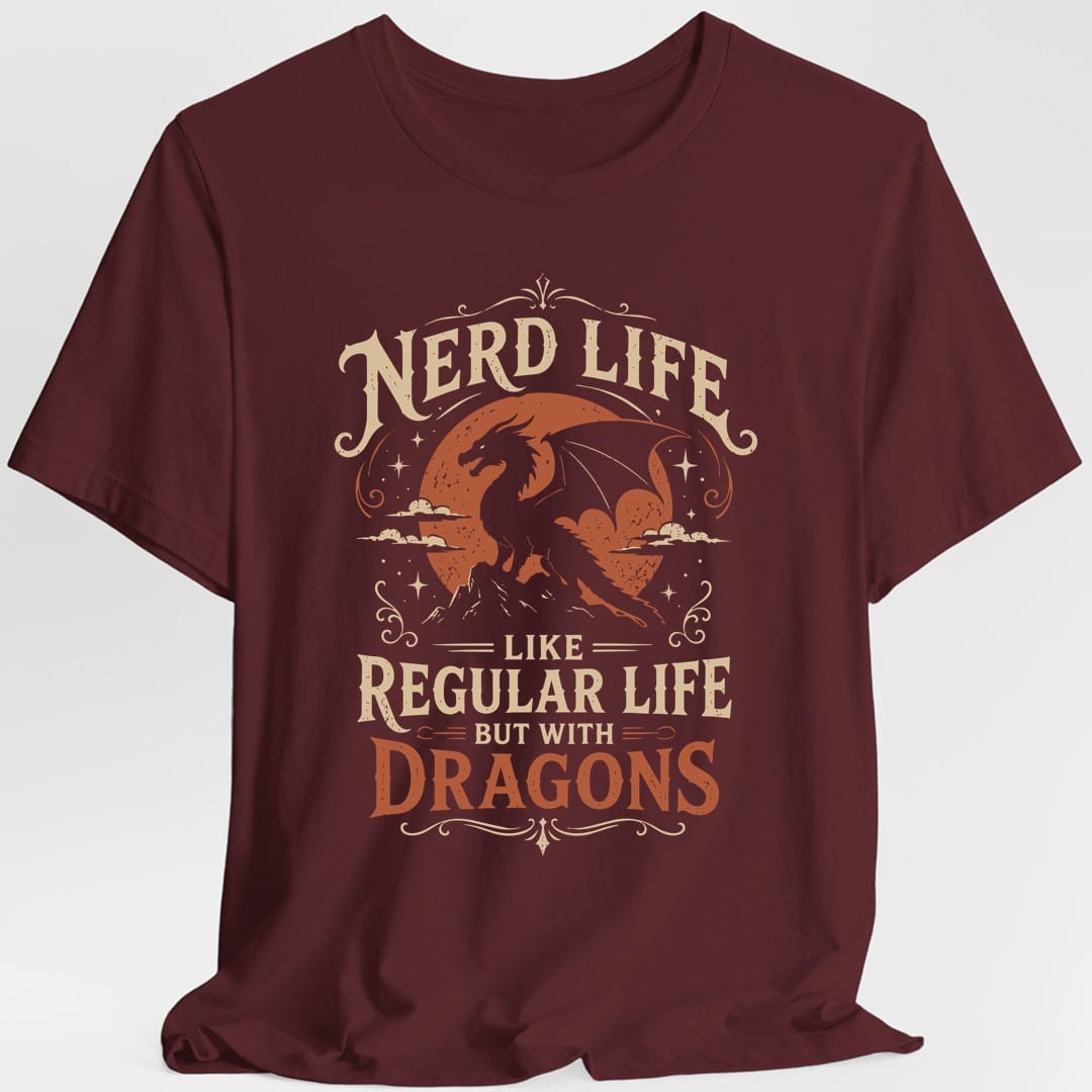 Printify T-Shirt Maroon / S Nerd Life T-Shirt