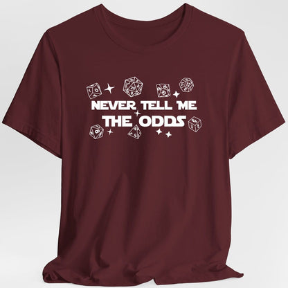 Printify T-Shirt Maroon / S Never Tell Me The Odds DnD T-Shirt