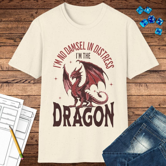 Printify T-Shirt No Damsel In Distress Dragon Feminism Shirt