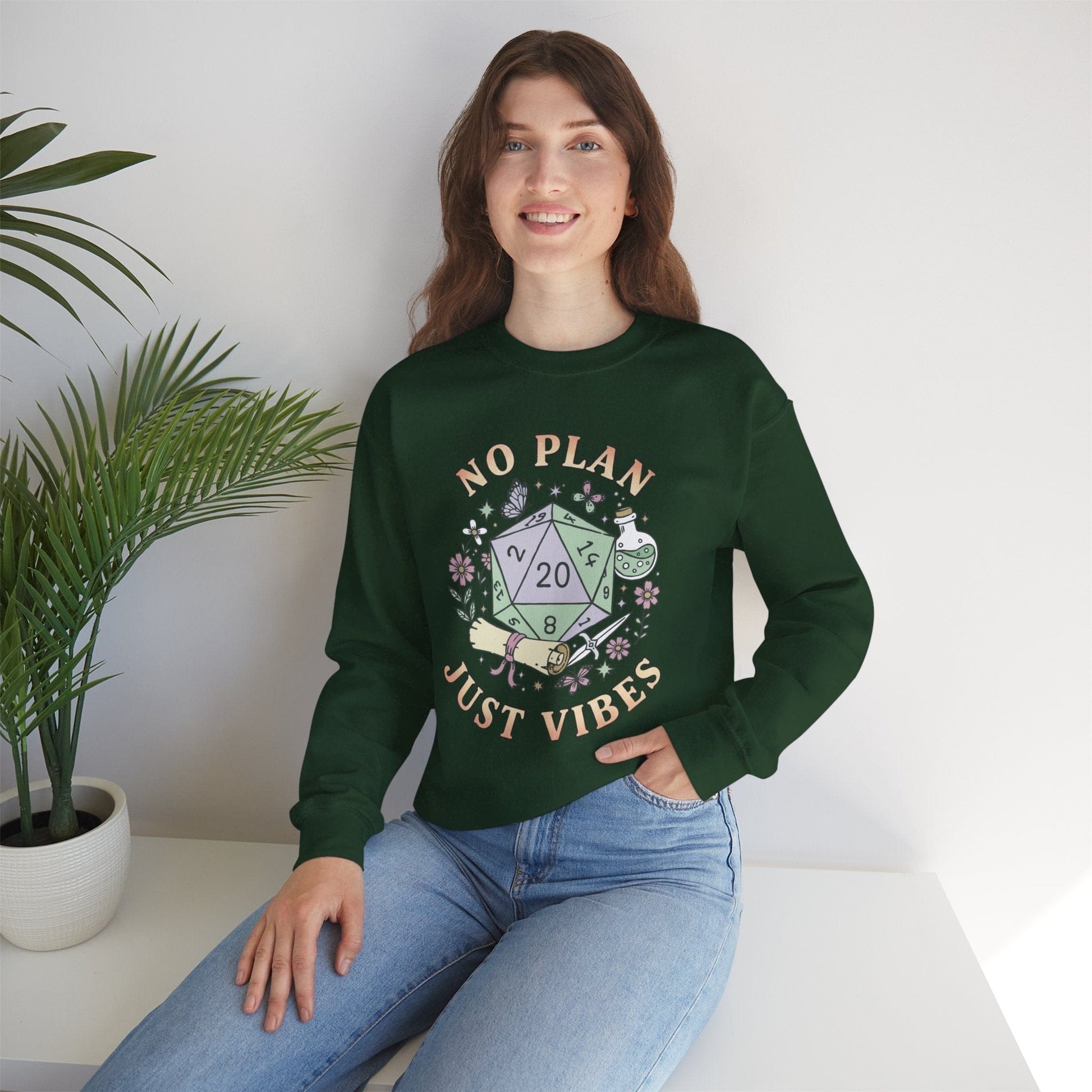 Printify Sweatshirt No Plan Just Vibes D&D Sweatshirt