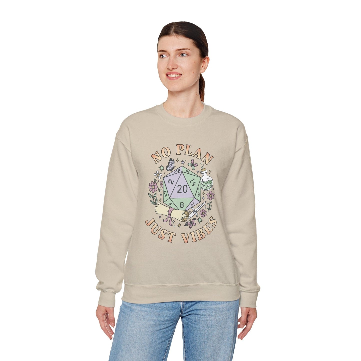 Printify Sweatshirt No Plan Just Vibes D&D Sweatshirt
