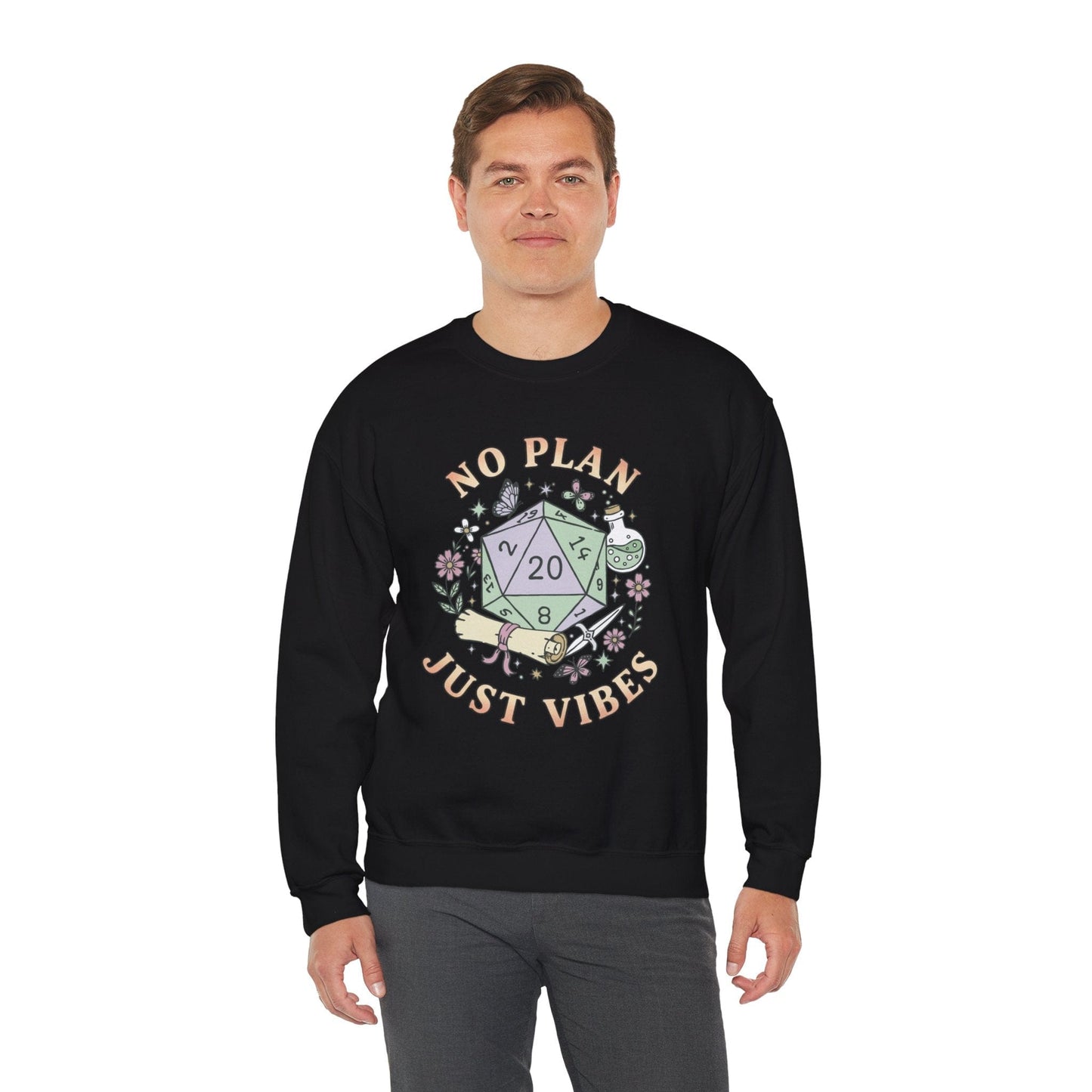 Printify Sweatshirt No Plan Just Vibes D&D Sweatshirt
