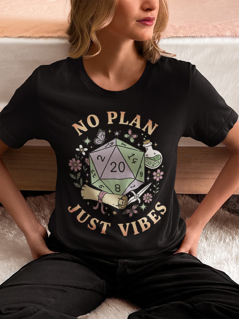 Printify T-Shirt No Plan Just Vibes D&D T-Shirt