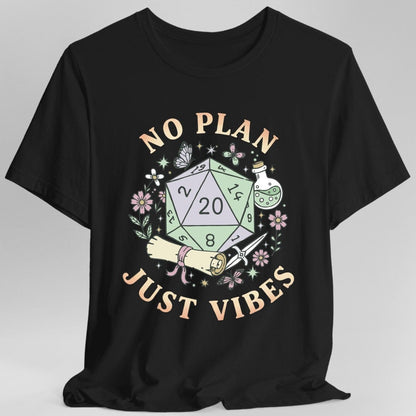 Printify T-Shirt Black / S No Plan Just Vibes D&D T-Shirt