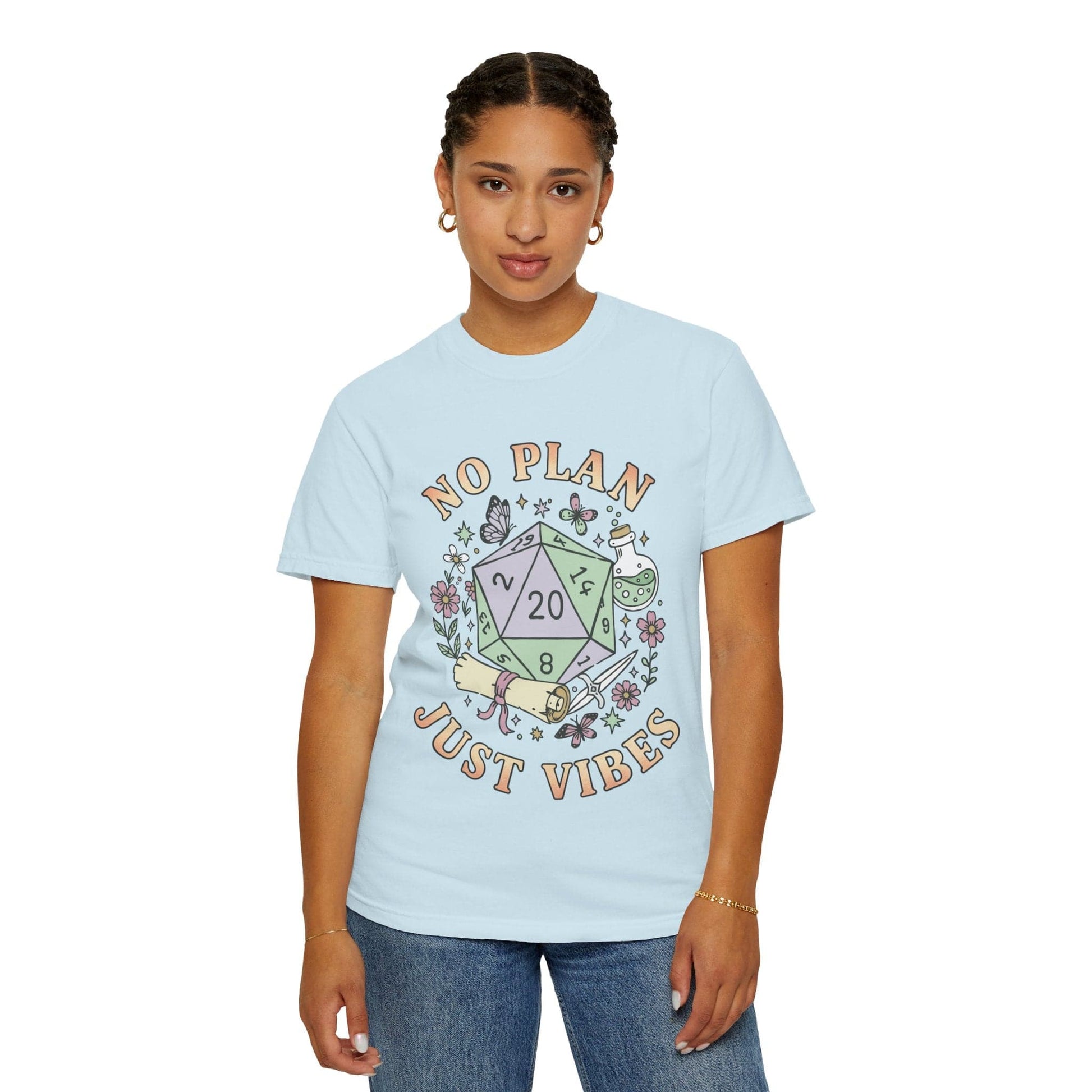 Printify T-Shirt No Plan Just Vibes D&D T-Shirt - Comfort Colors