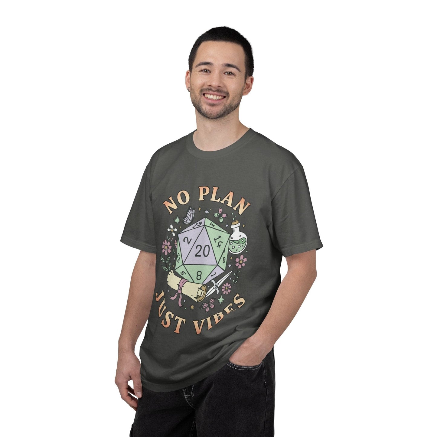 Printify T-Shirt No Plan Just Vibes D&D T-Shirt - Comfort Colors