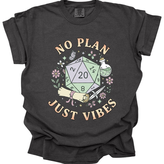 Printify T-Shirt Pepper / S No Plan Just Vibes D&D T-Shirt - Comfort Colors