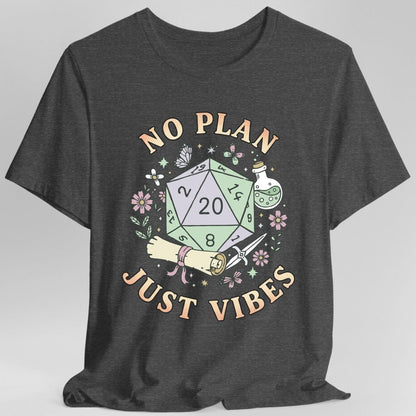 Printify T-Shirt Dark Heather / S No Plan Just Vibes D&D T-Shirt