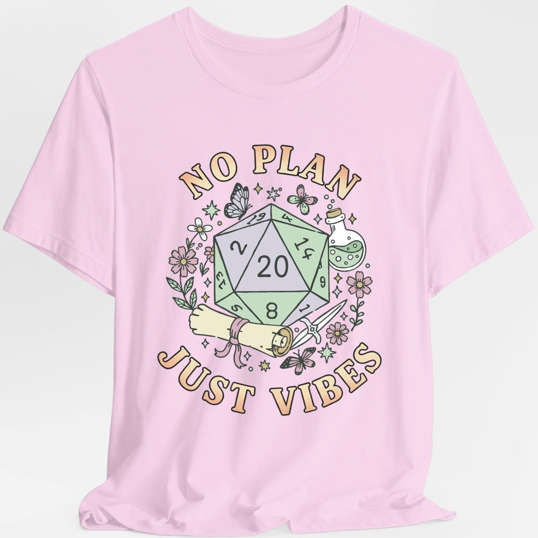 Printify T-Shirt Light Pink / S No Plan Just Vibes D&D T-Shirt