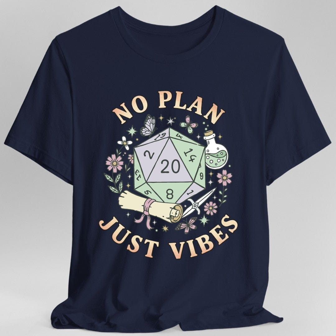 Printify T-Shirt Navy / S No Plan Just Vibes D&D T-Shirt