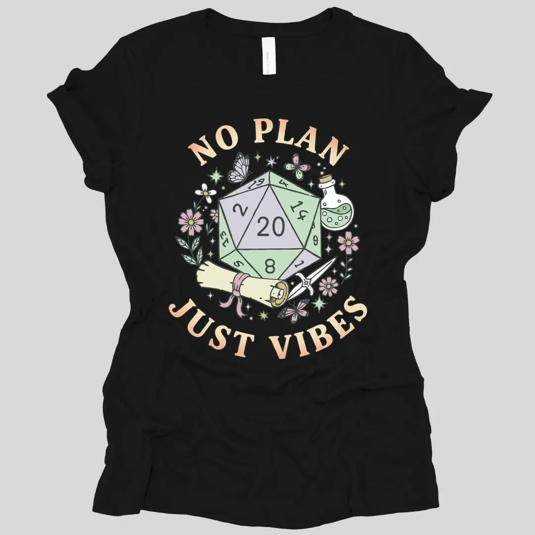 Printify T-Shirt Black / S No Plan Just Vibes D&D Women's T-shirt