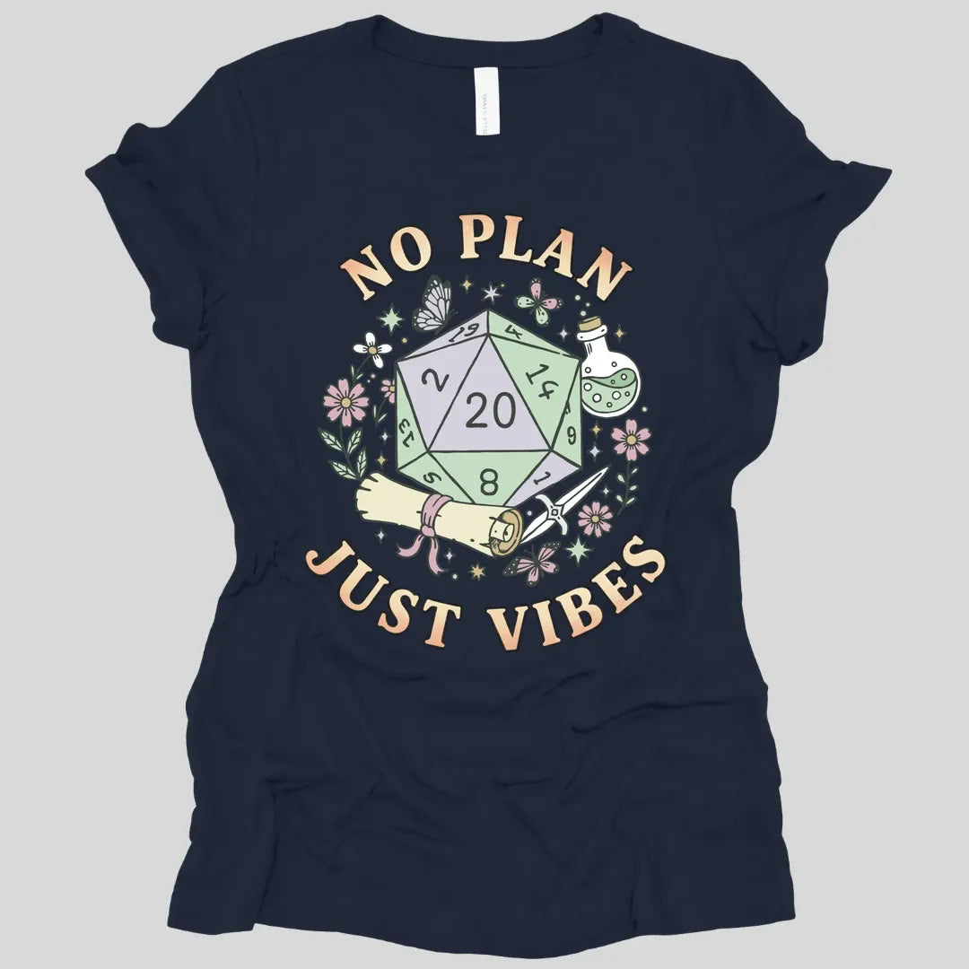 Printify T-Shirt Navy / S No Plan Just Vibes D&D Women's T-shirt