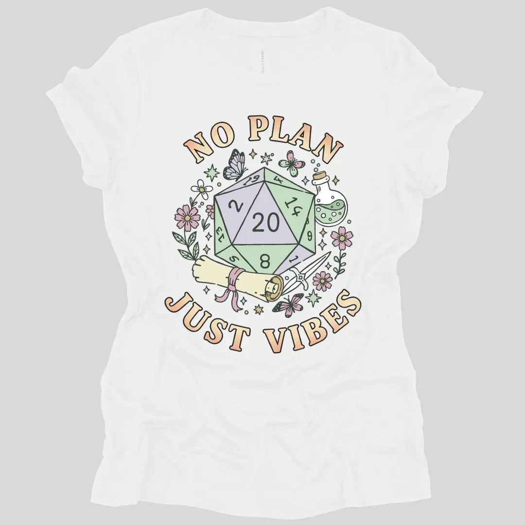Printify T-Shirt White / S No Plan Just Vibes D&D Women's T-shirt