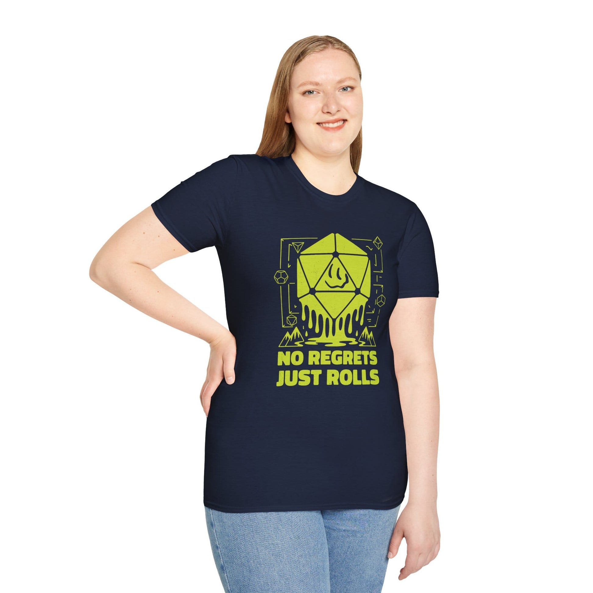 Printify T-Shirt No Regrets Just Rolls D20 T-Shirt