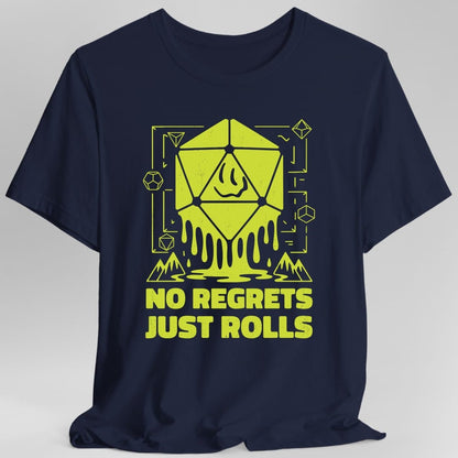 Printify T-Shirt Navy / S No Regrets Just Rolls D20 T-Shirt