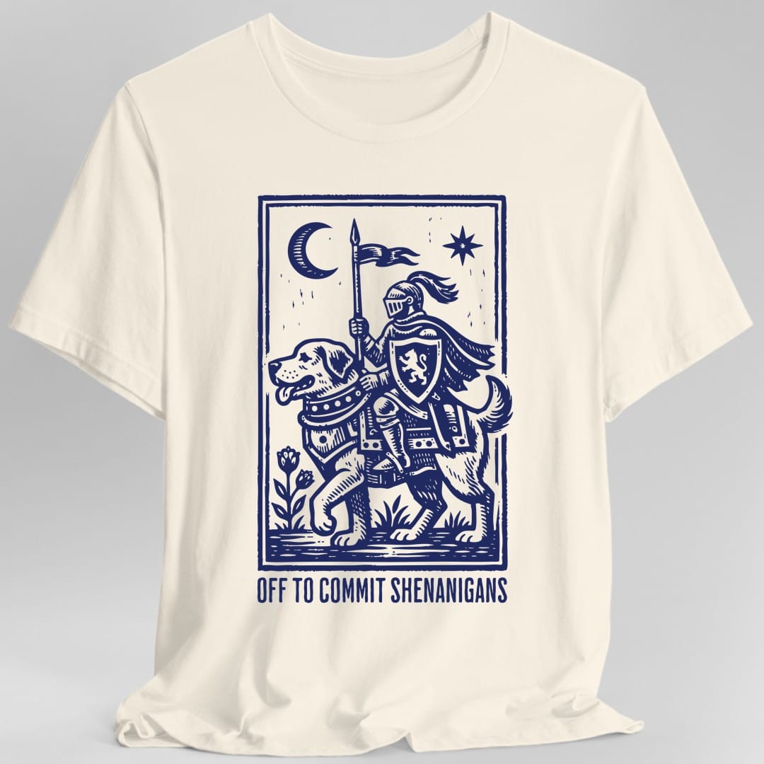 Printify T-Shirt Natural / S Off To Commit Shenanigans Dog T-shirt