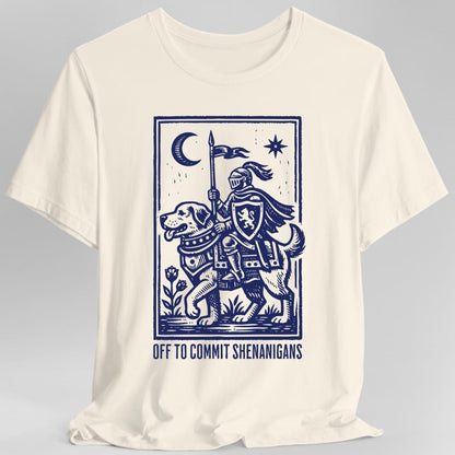 Printify T-Shirt Natural / S Off To Commit Shenanigans Dog T-shirt