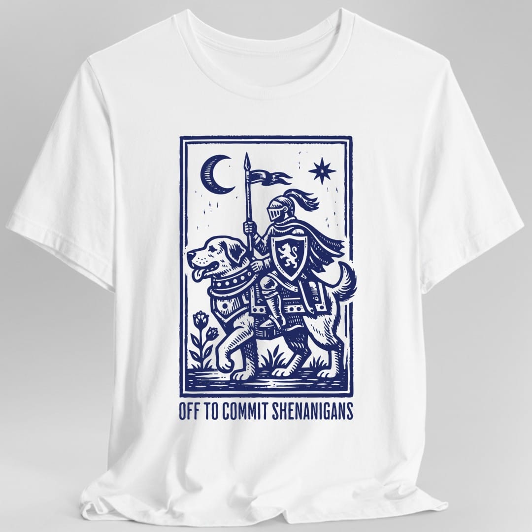 Printify T-Shirt White / S Off To Commit Shenanigans Dog T-shirt