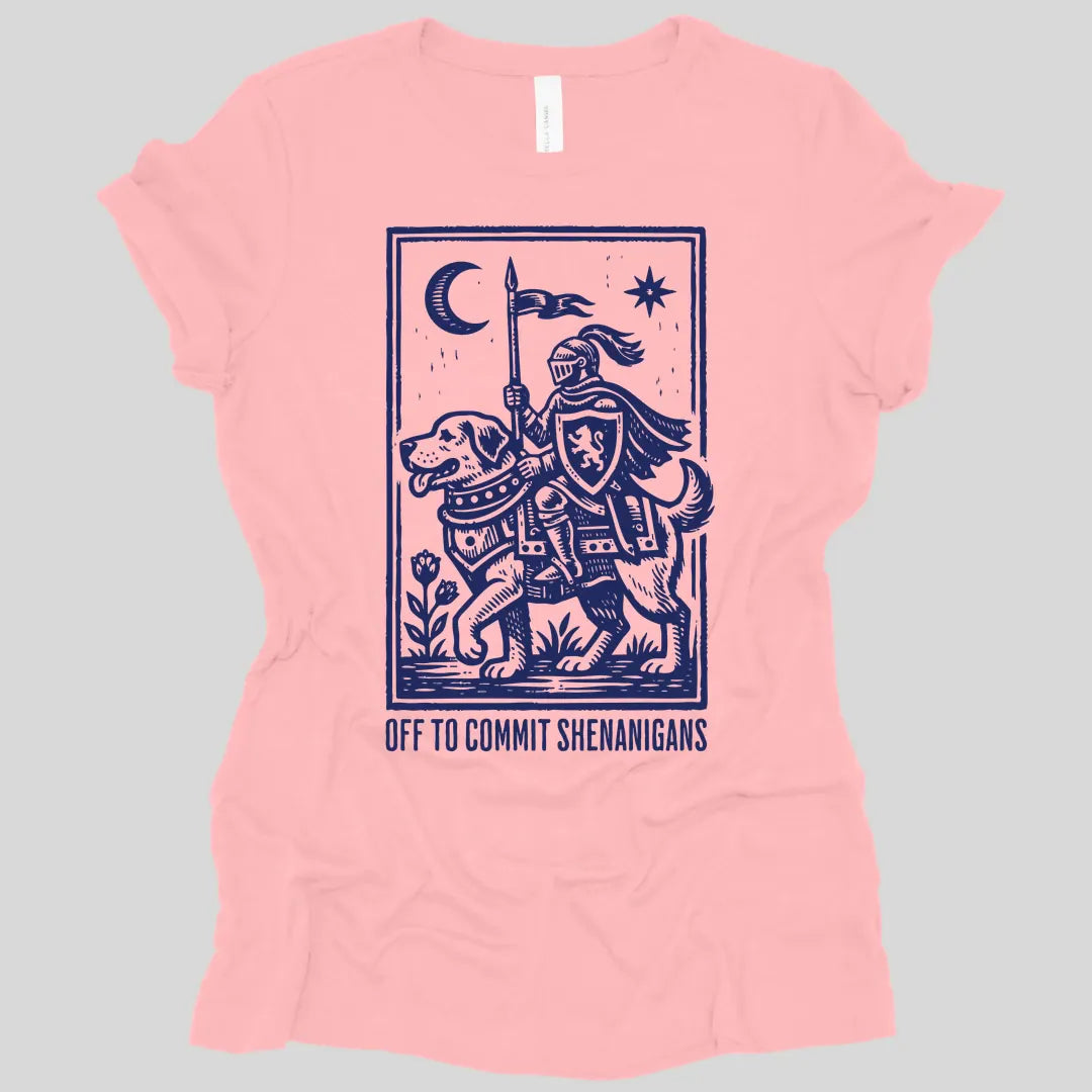 Printify T-Shirt Pink / S Off To Commit Shenanigans Dog Women's T-shirt