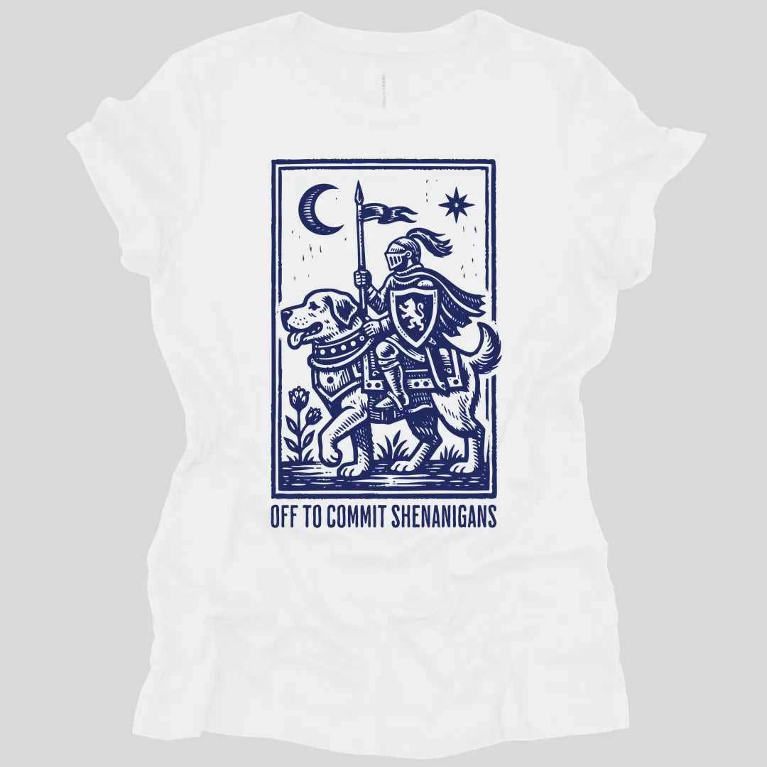 Printify T-Shirt White / S Off To Commit Shenanigans Dog Women's T-shirt