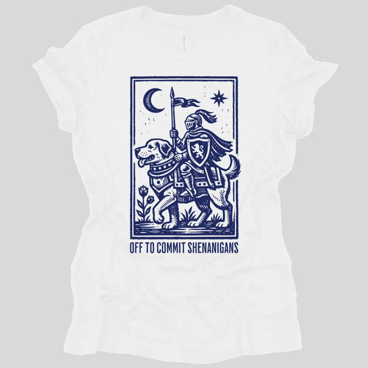 Printify T-Shirt White / S Off To Commit Shenanigans Dog Women's T-shirt