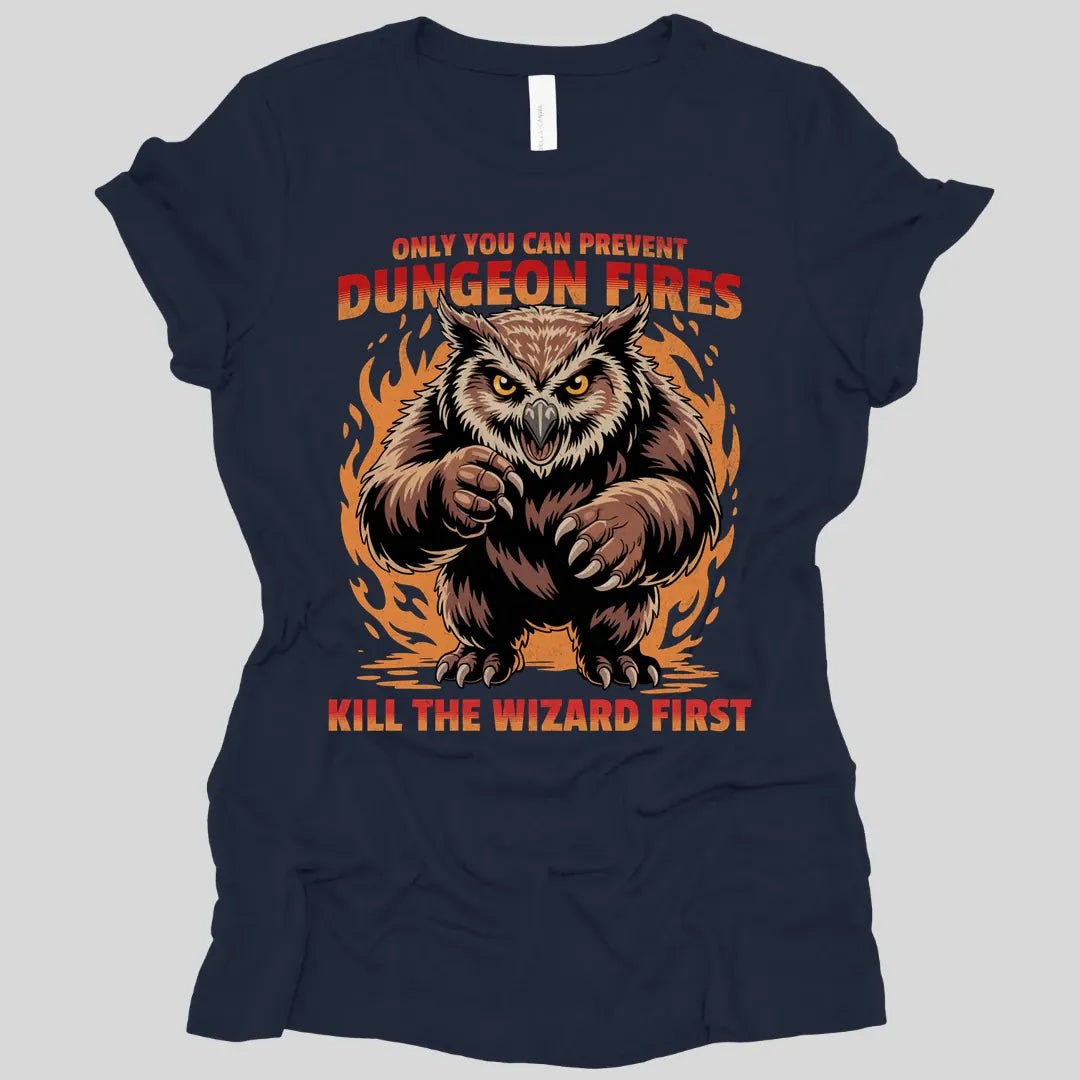 Printify T-Shirt Navy / S Only You Can Prevent Dungeon Fires D&D Women's T-shirt