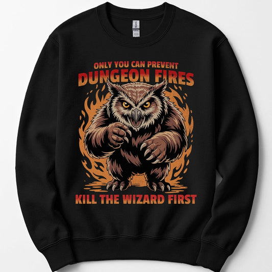 Printify Sweatshirt Black / S Only You Can Prevent Dungeon Fires Funny D&D Sweatshirt
