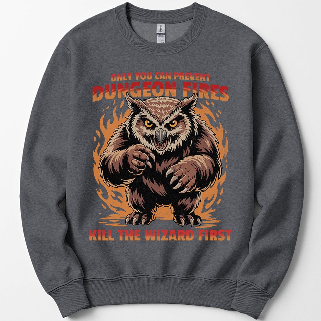 Printify Sweatshirt Dark Heather / S Only You Can Prevent Dungeon Fires Funny D&D Sweatshirt