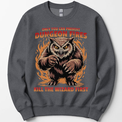 Printify Sweatshirt Dark Heather / S Only You Can Prevent Dungeon Fires Funny D&D Sweatshirt