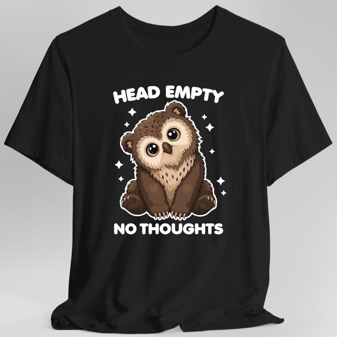 Printify T-Shirt Black / S Owlbear Head Empty No Thoughts T-Shirt