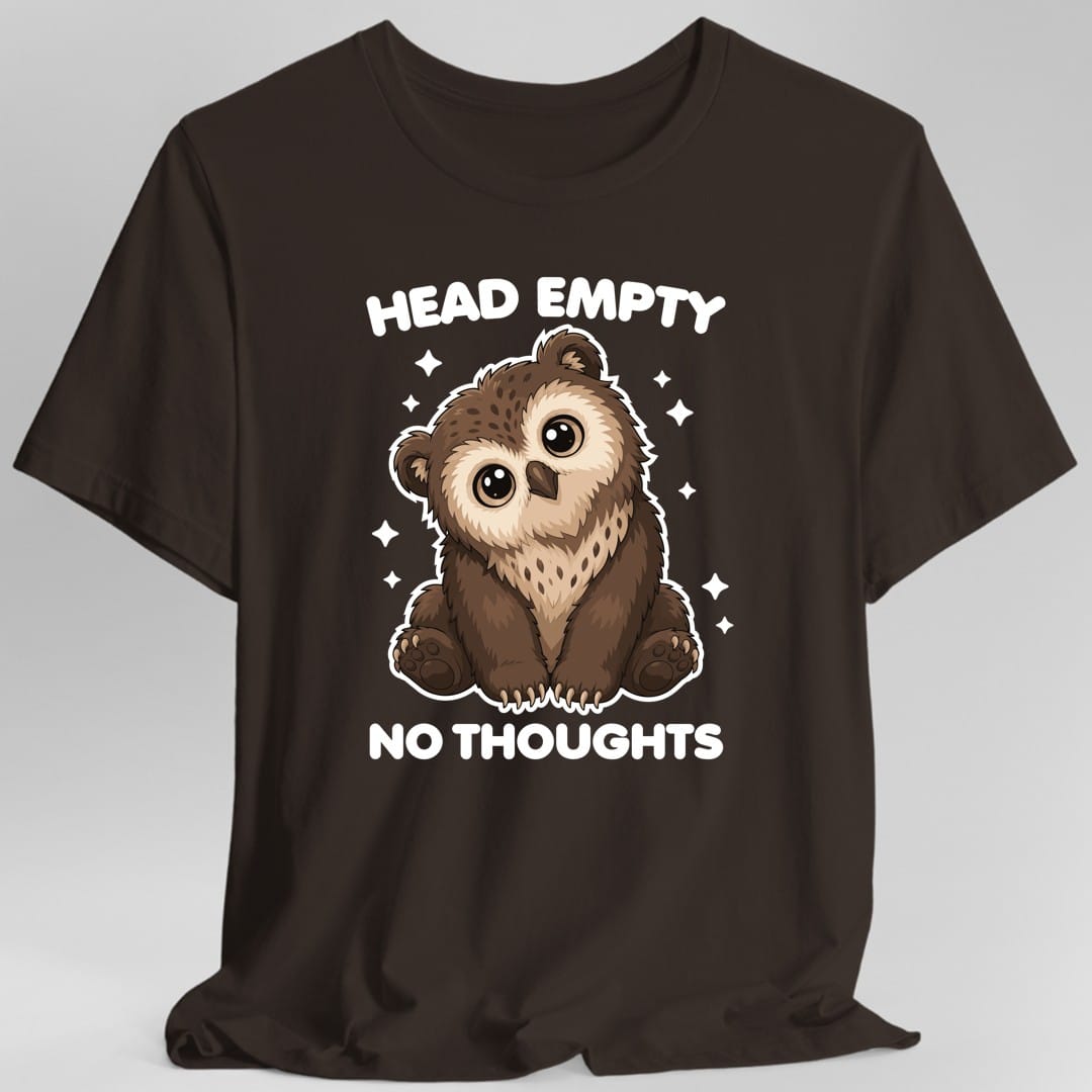 Printify T-Shirt Dark Chocolate / S Owlbear Head Empty No Thoughts T-Shirt