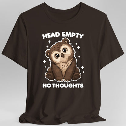 Printify T-Shirt Dark Chocolate / S Owlbear Head Empty No Thoughts T-Shirt