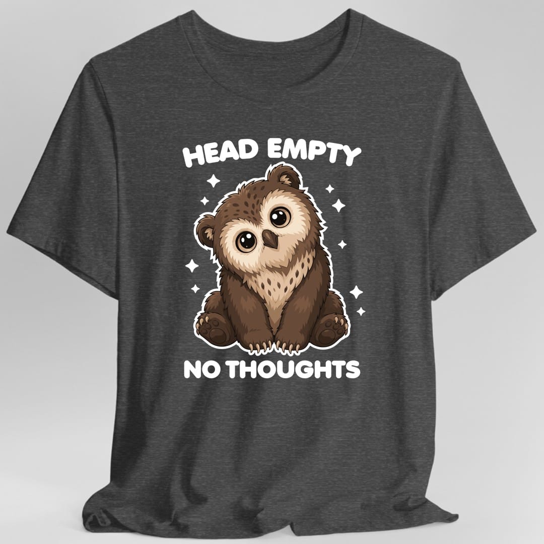 Printify T-Shirt Dark Heather Grey / S Owlbear Head Empty No Thoughts T-Shirt