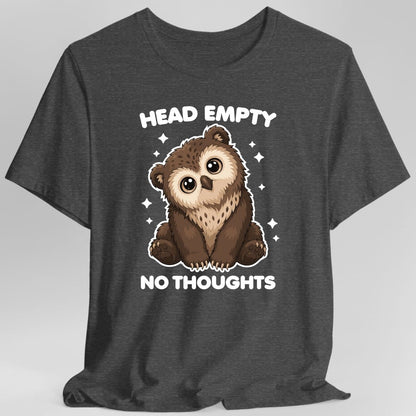 Printify T-Shirt Dark Heather Grey / S Owlbear Head Empty No Thoughts T-Shirt