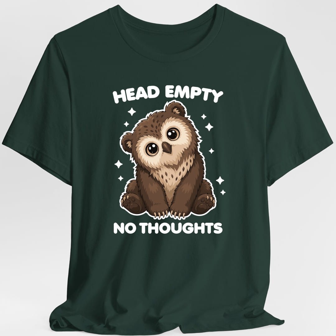 Printify T-Shirt Forest Green / S Owlbear Head Empty No Thoughts T-Shirt
