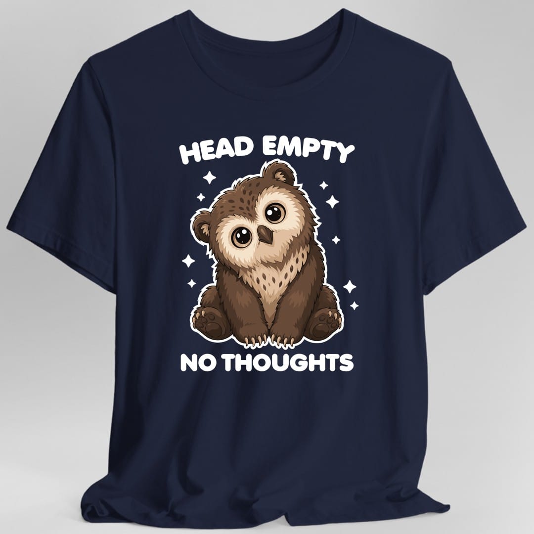 Printify T-Shirt Navy / S Owlbear Head Empty No Thoughts T-Shirt