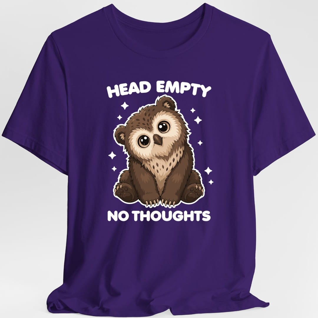 Printify T-Shirt Purple / S Owlbear Head Empty No Thoughts T-Shirt
