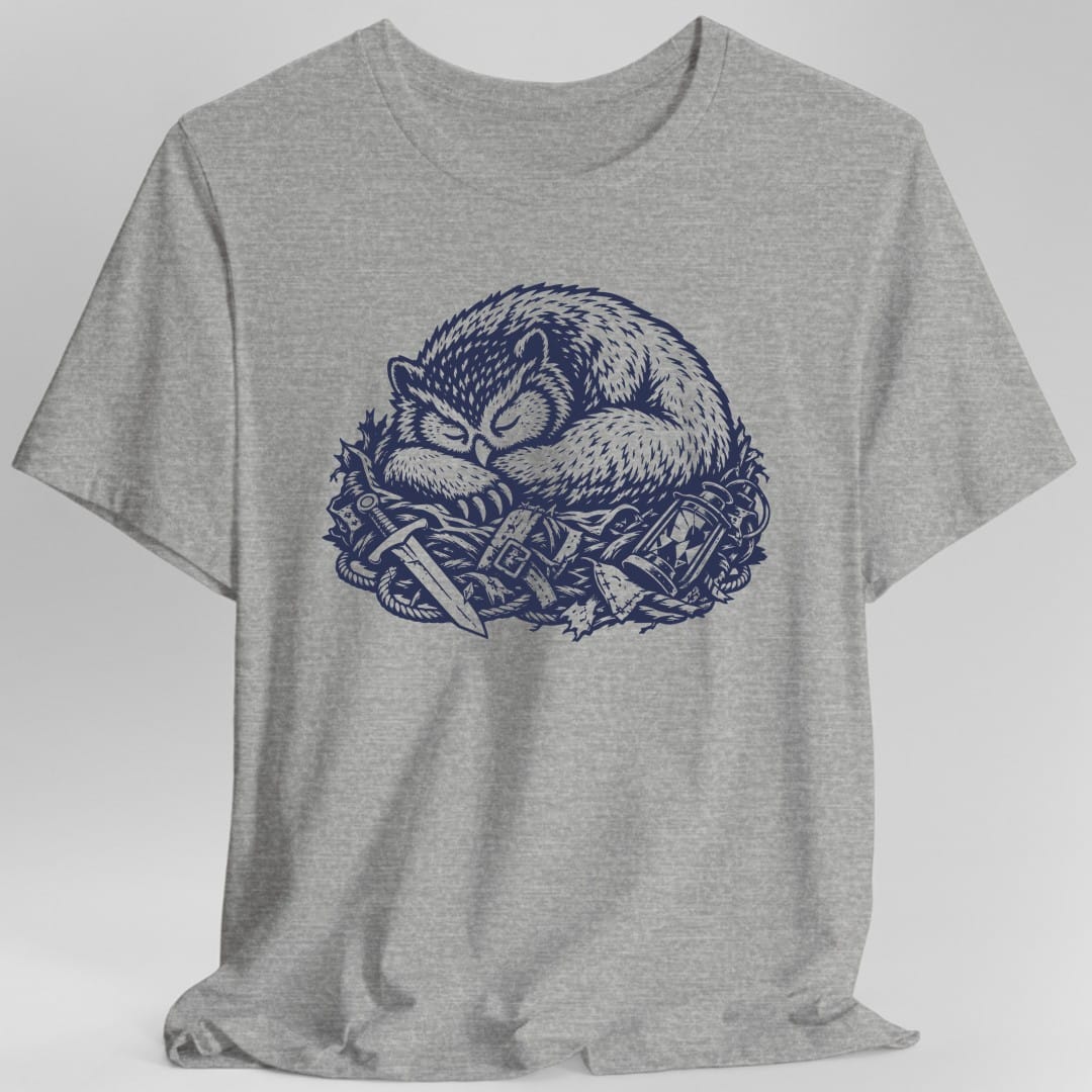 The same Owlbear Napping design, on a sport grey t-shirt.