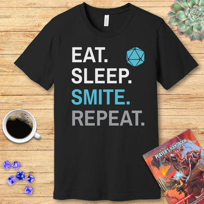 Printify T-Shirt Paladin Smite T-Shirt – 'Eat, Sleep, Smite, Repeat'