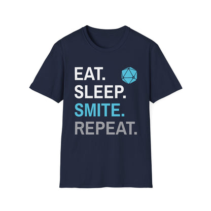 Printify T-Shirt Navy / S Paladin Smite T-Shirt – 'Eat, Sleep, Smite, Repeat'