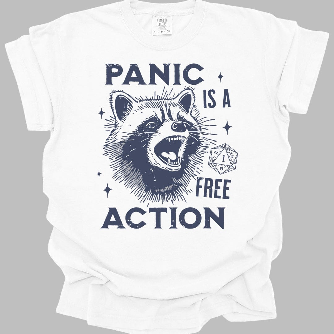 Printify T-Shirt White / S Panic Is A Free Action Shirt - Comfort Colors