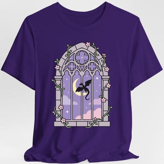 Printify T-Shirt Purple / S Pastel Dragon Window T-Shirt