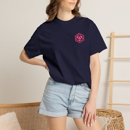 Printify T-Shirt Pink D20 Embroidery T-Shirt - Comfort Colors