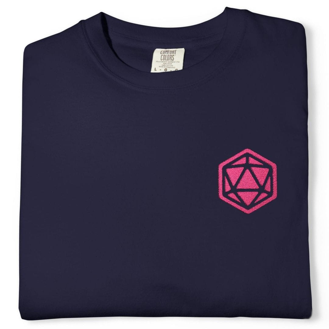 Printify T-Shirt Pink D20 Embroidery T-Shirt - Comfort Colors
