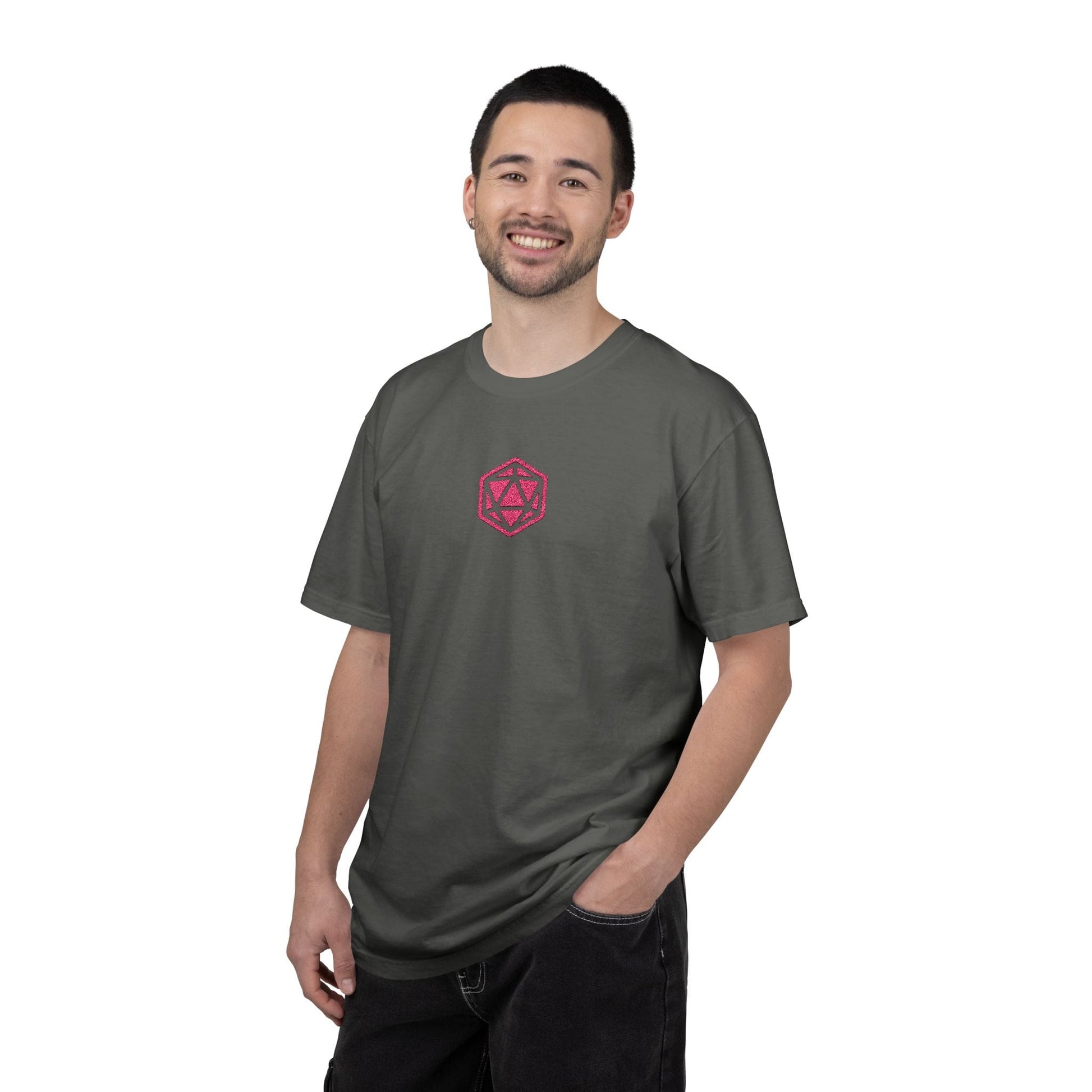 Printify T-Shirt Pink D20 Embroidery T-Shirt - Comfort Colors