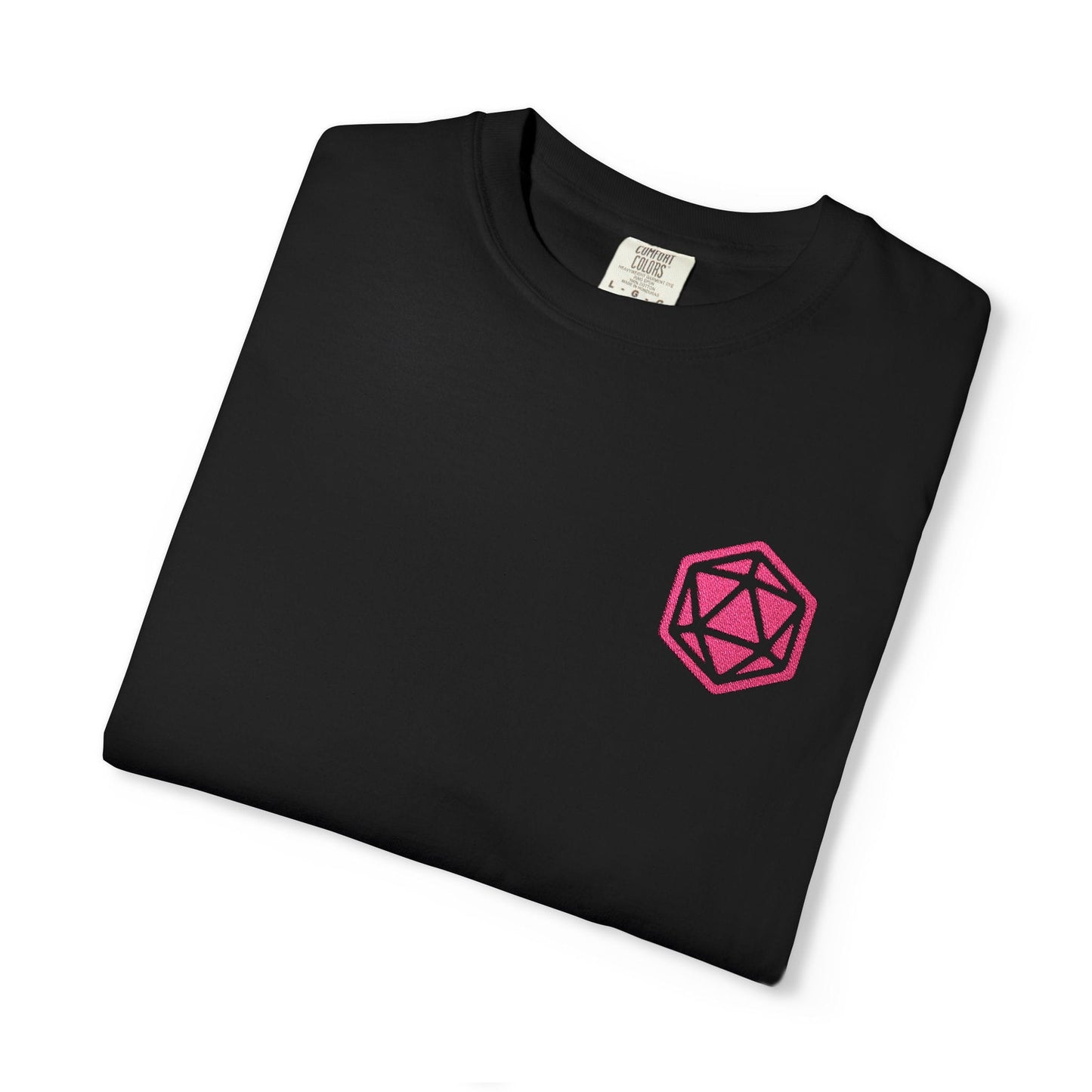Printify T-Shirt Black / S Pink D20 Embroidery T-Shirt - Comfort Colors