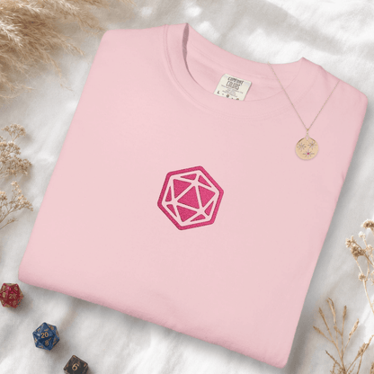 Printify T-Shirt Blossom / S Pink D20 Embroidery T-Shirt - Comfort Colors
